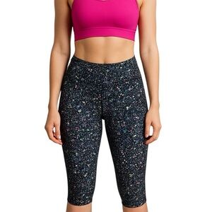 Victorias Secret VSX Medium Knockout Bike Shorts Black Neon Paint Splatter Gym